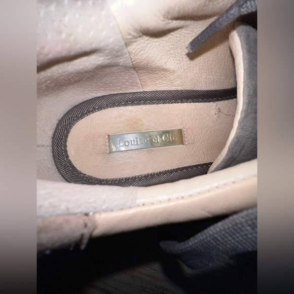 Anthropologie Louise et Cie Berlena Sneakers Gray and Pink Size 8 Suede Leather - Picture 5 of 7